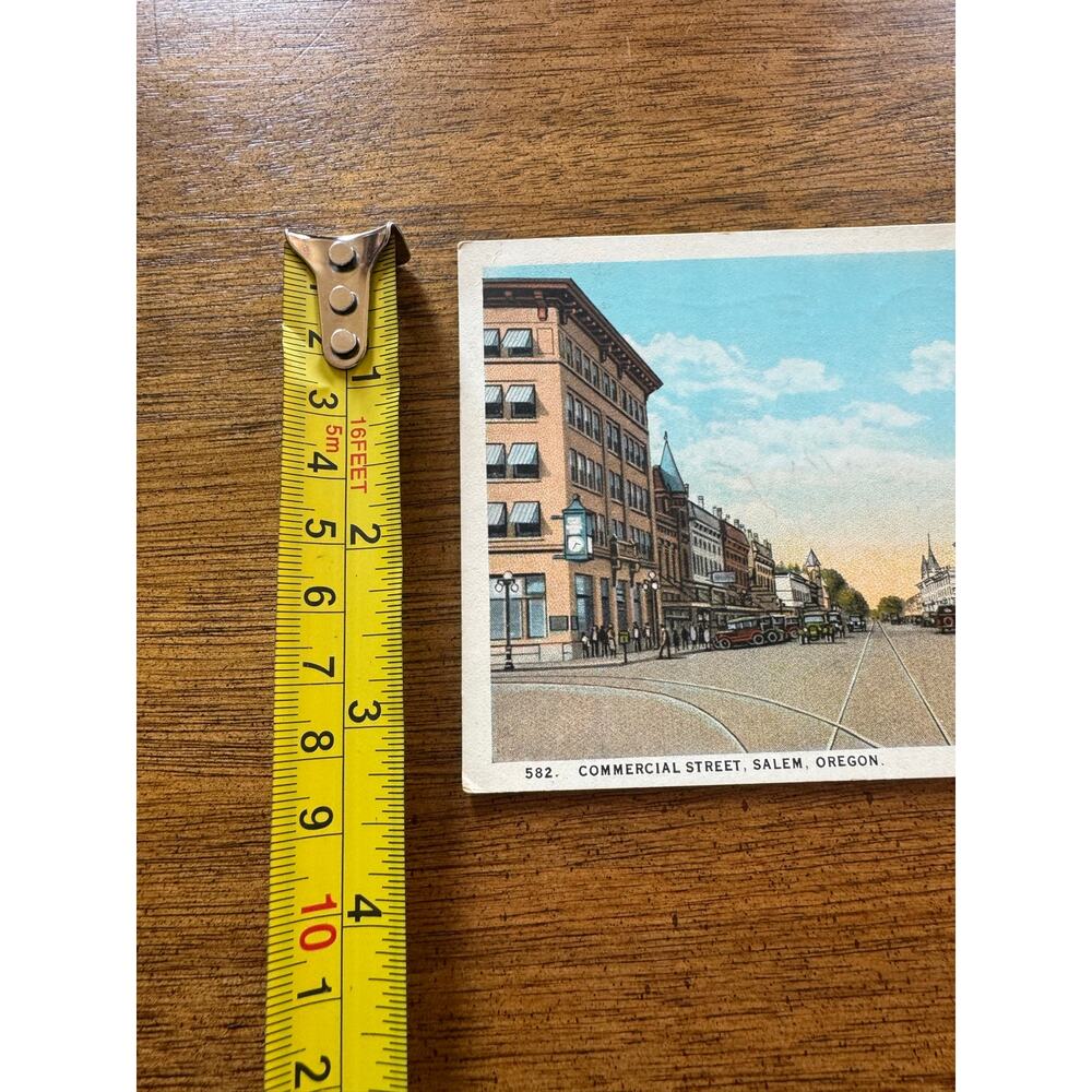 Vintage 1929 Commercial Street Salem Oregon Linen Postcard Posted - Picture 8 of 9